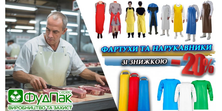 Акція: Багаторазові фартухи та нарукавники – знижка 20%! Акція: Багаторазові фартухи та нарукавники – знижка 20%!