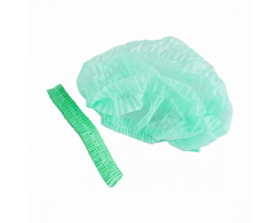Шапочка на одній резинці зі спанбонду колір зелений (100 шт.упак), 21616