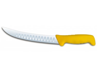Нож разделочный с насечками Polkars№23 210 мм с желтой ручкой