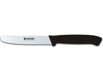 Нож кухонный Oskard NK038Z  110мм черный (зубчатый)